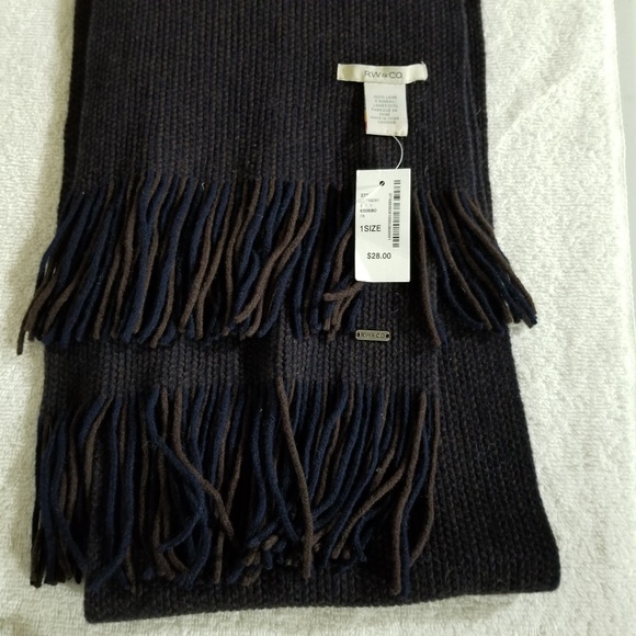 RW & Co. New wool brown and blue scarf - Picture 1 of 2